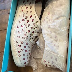 Keds for Kate Spade New York Women's Lip Print Sneakers - White and Pink Size 7